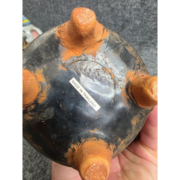 Elephant-Themed Black Terracotta Decorative Pot Made In Thailand - Picture 4 of 9